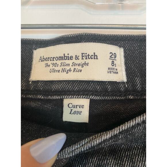 Abercrombie & Fitch The 90s Slim Straight Ultra High Rise Curve Love 8s black - Picture 3 of 3